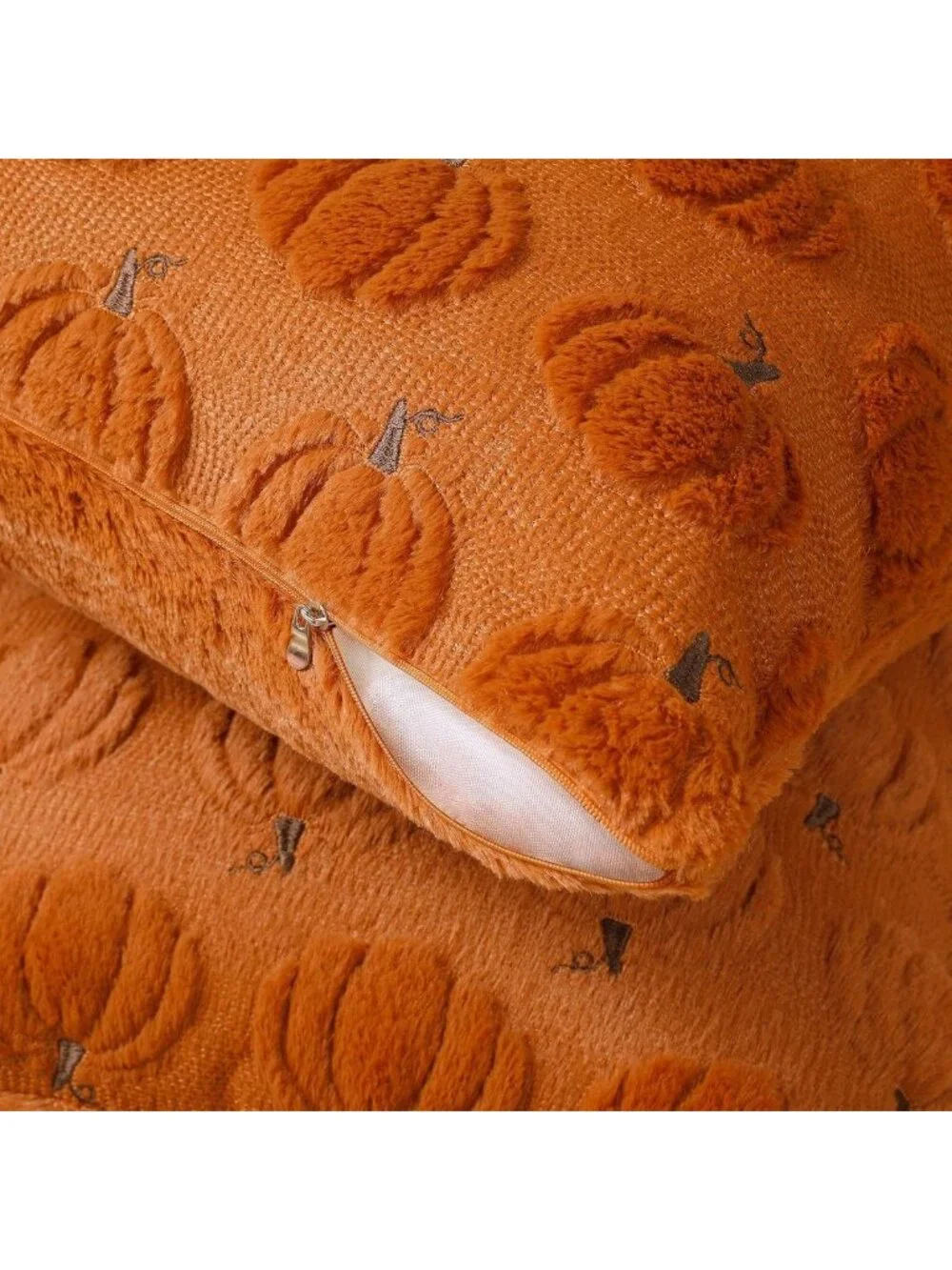3. Pumpkin Accent Pillow Covers 2 Pack Rust Orange Cozy Fall Farmhouse Thanksgiv